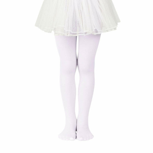 Zando Girls White Ultra-Soft Velvet Footed 6-8 Elastic Ballet Leggings