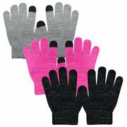 Evridwear Kids Winter Touchscreen Knit Mittens 3 Pairs Size 6-8 Yr