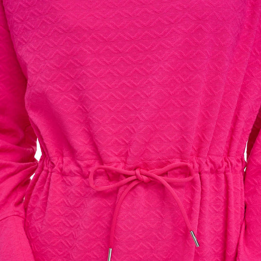 Andrew Marc Women's Geo Knit Long Sleeve Cowl Neck Tunic Fuchsia - Size XL