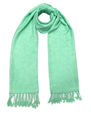 Elu Pashmina Shawl Large Flower Textured Sea Green Soft Wrap 78x28