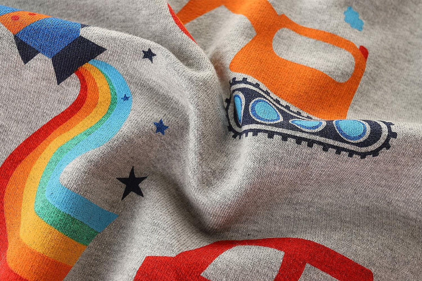 Funnymore Boys Grey Excavator Crewneck Sweatshirt Long Sleeve Size 7