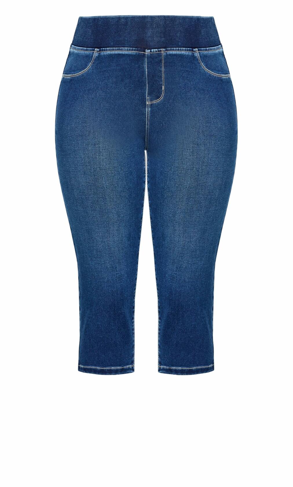 Avenue Women's Plus Size Pull On Cropped Denim Legging Mid Wash