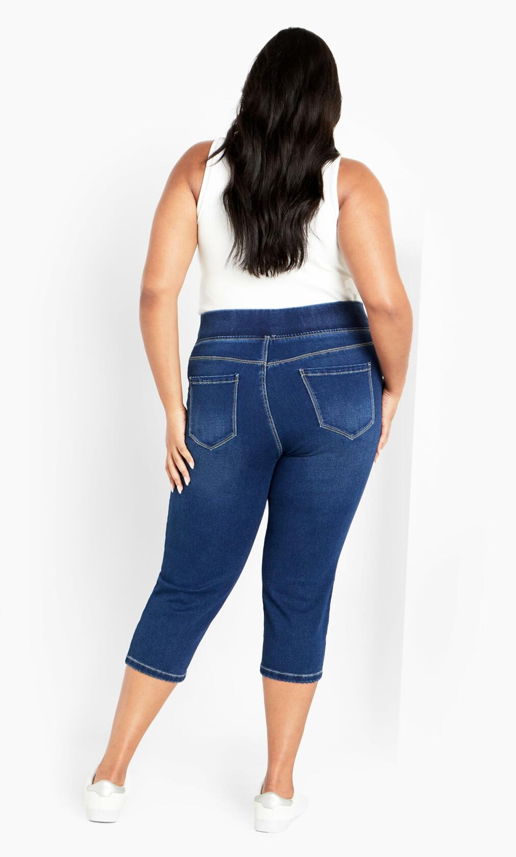 Avenue Women's Plus Size Pull On Cropped Denim Legging Mid Wash
