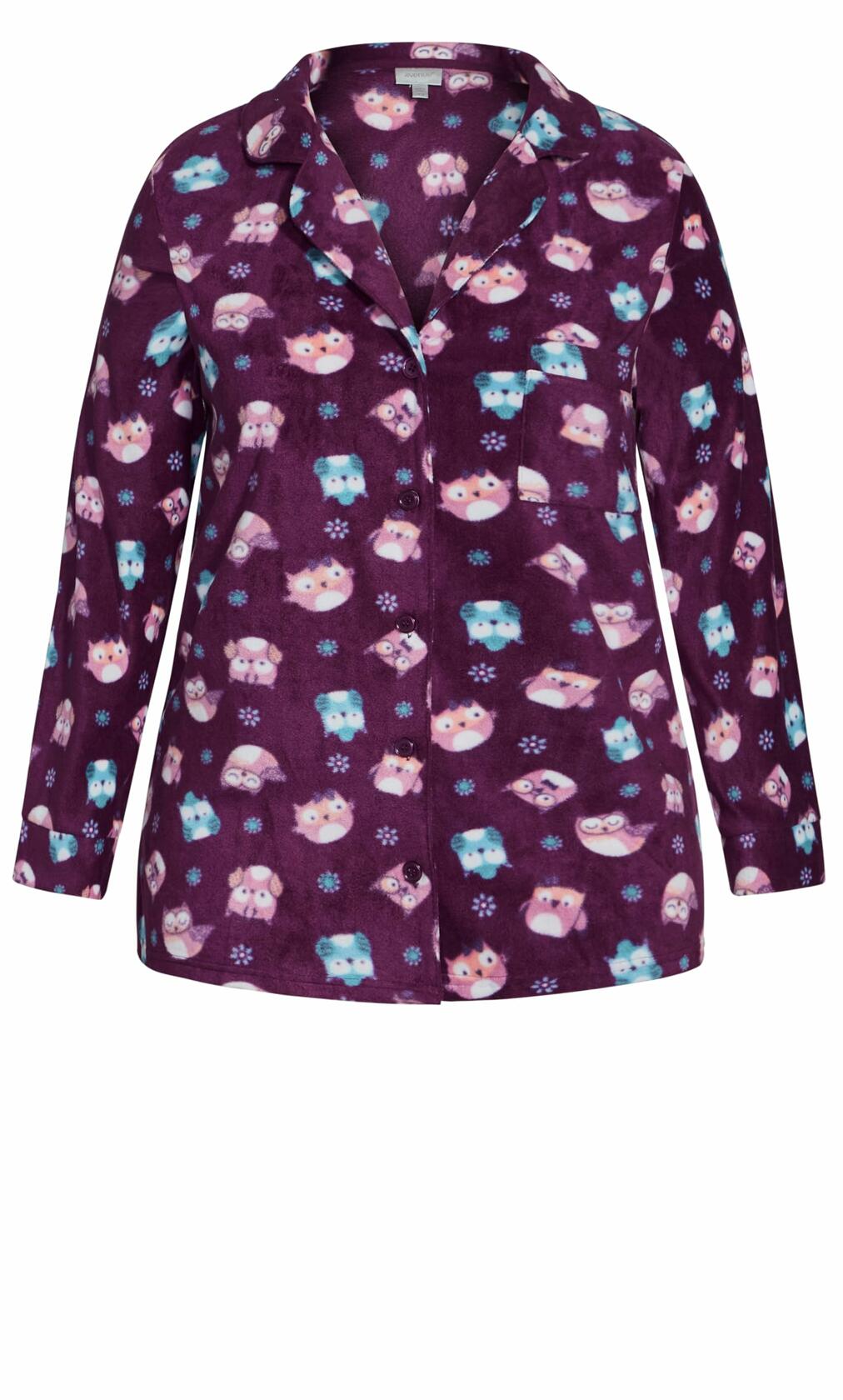 City Chic Women's Plus Size Button Sleep Top Owl Print Size 18-20
