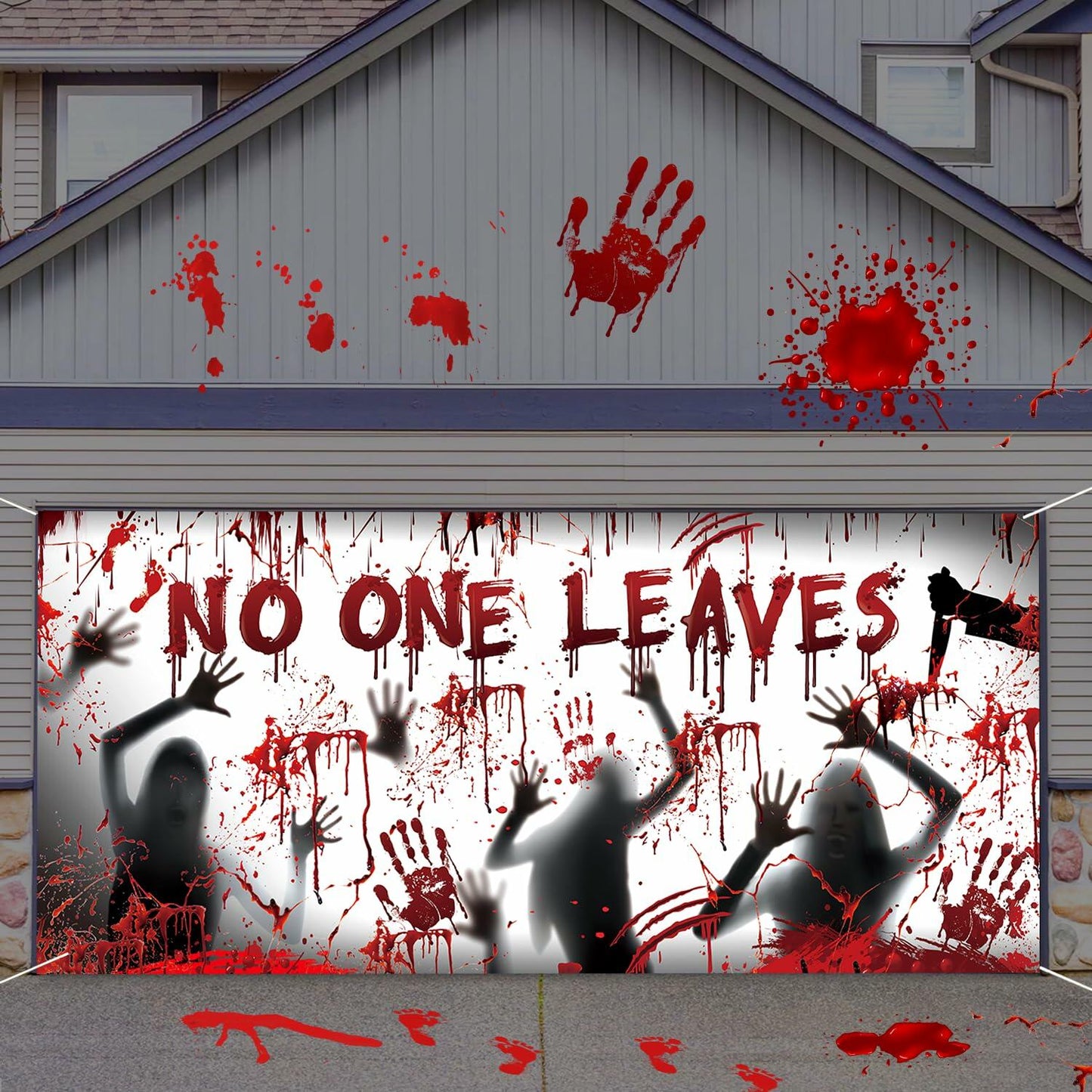 Halloween Party Decorations Scary Garage Door Cover 7x16 Ft