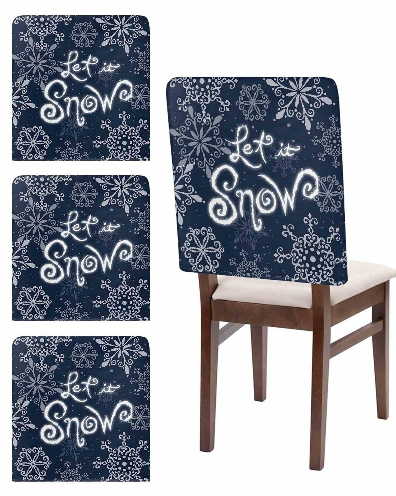 Christmas Chair Covers Set of 4 Snowflake Chair Slipcover Protector Washable