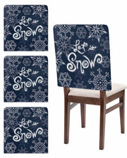 Christmas Chair Covers Set of 4 Snowflake Chair Slipcover Protector Washable