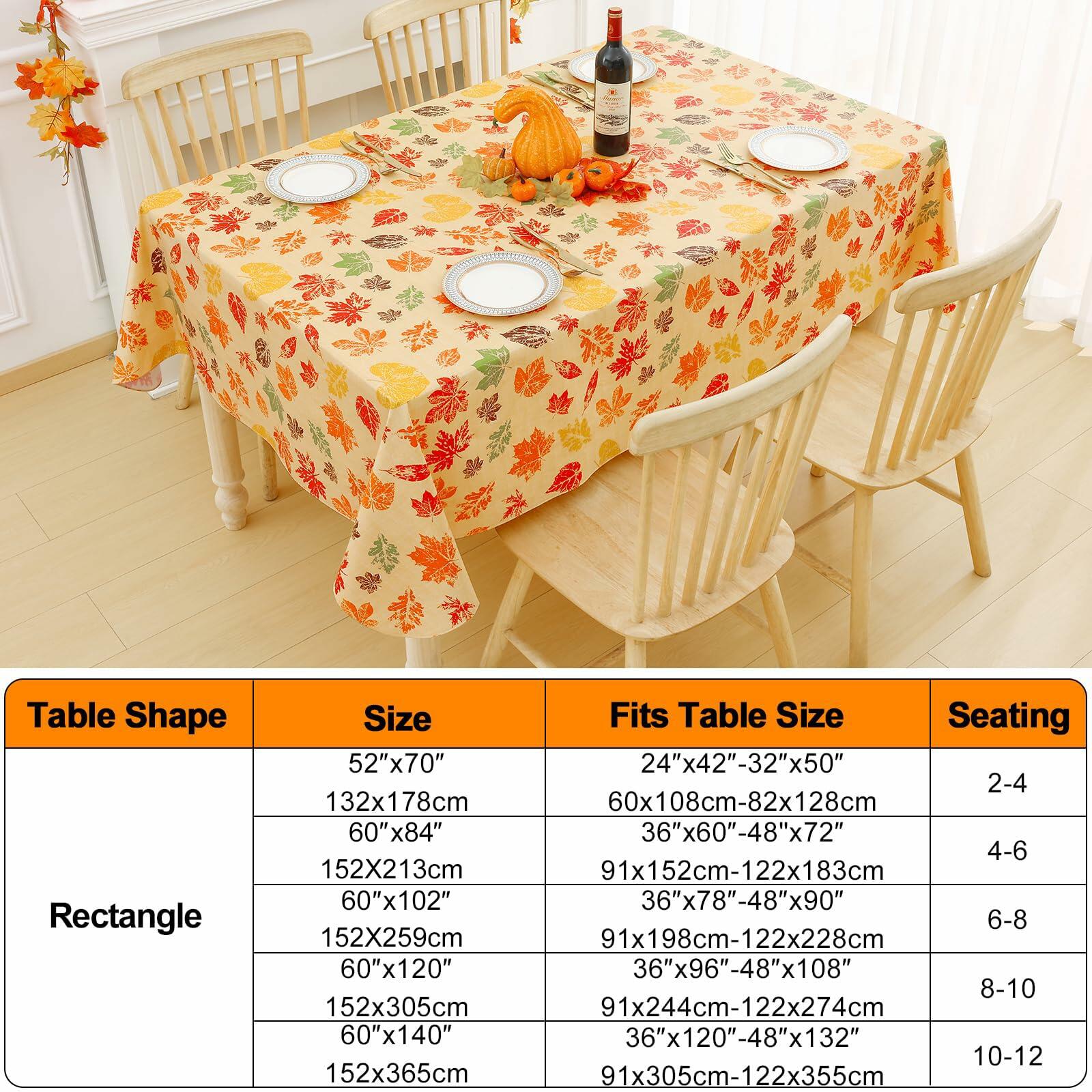 Smiry 60x102 Waterproof Vinyl Fall Rectangle Tablecloth with Flannel Backing