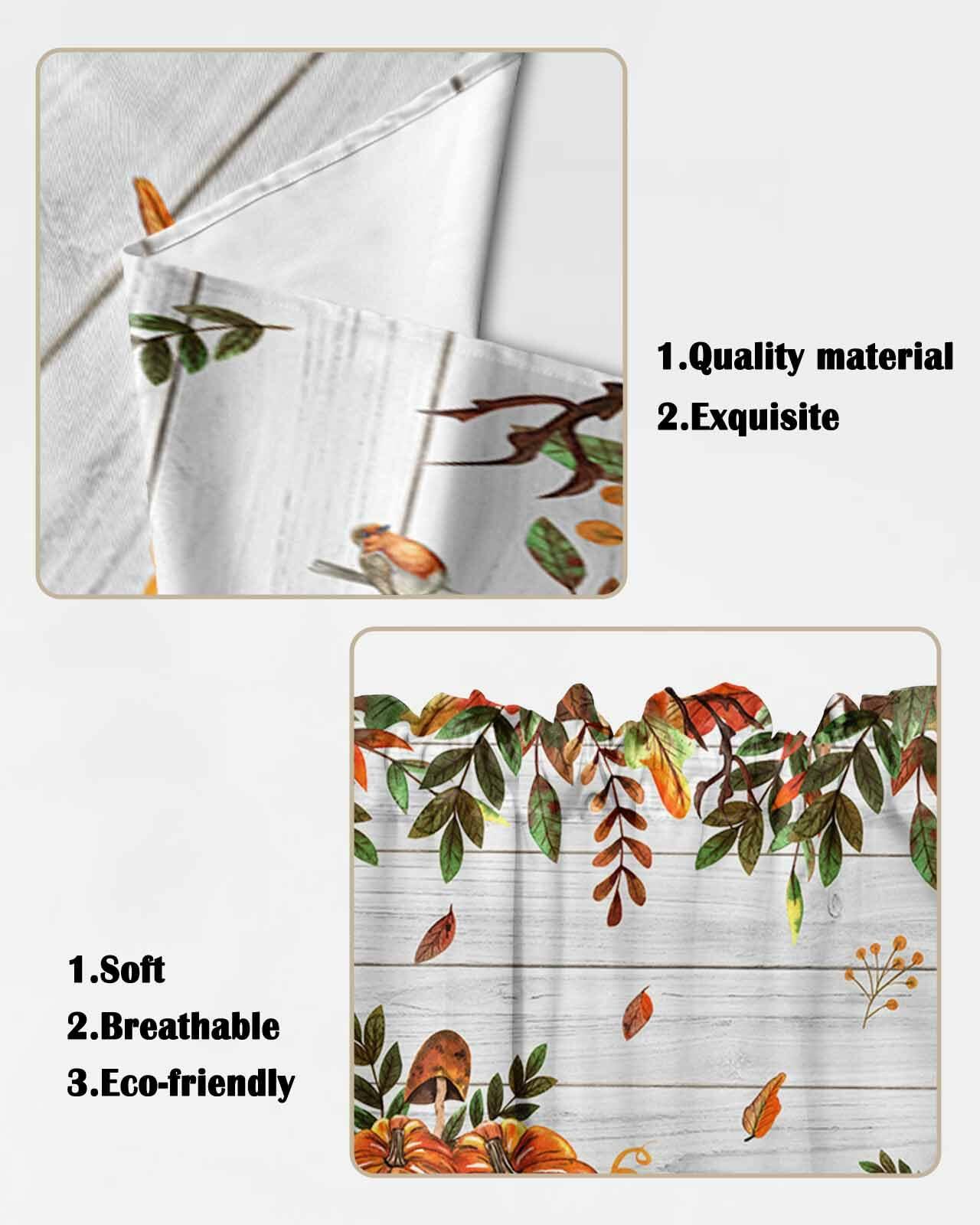 BEMIGO 36in Orange Pumpkin Fall Valance Window Curtain Rod Pocket Panel