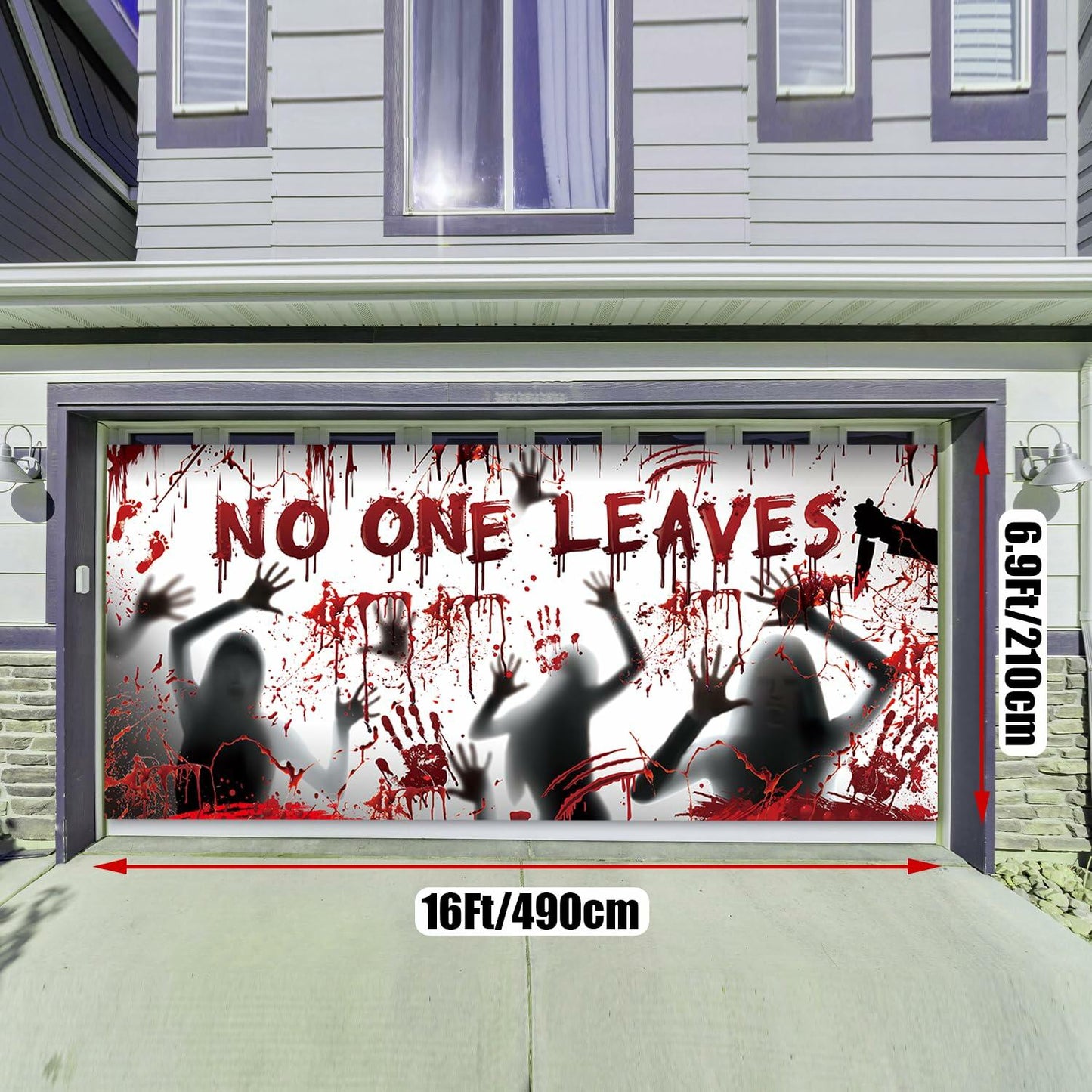 Halloween Party Decorations Scary Garage Door Cover 7x16 Ft