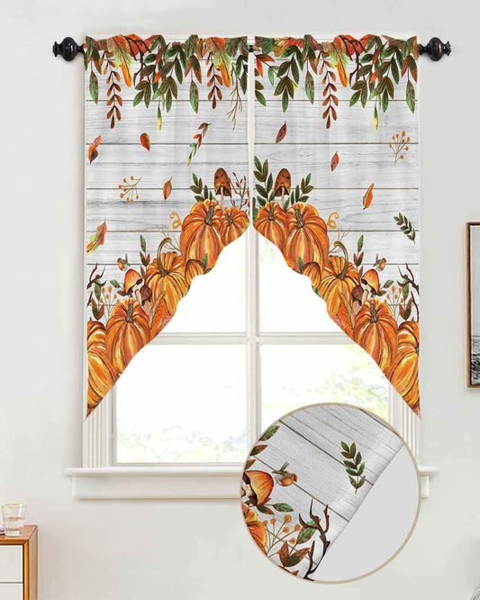 BEMIGO 36in Orange Pumpkin Fall Valance Window Curtain Rod Pocket Panel