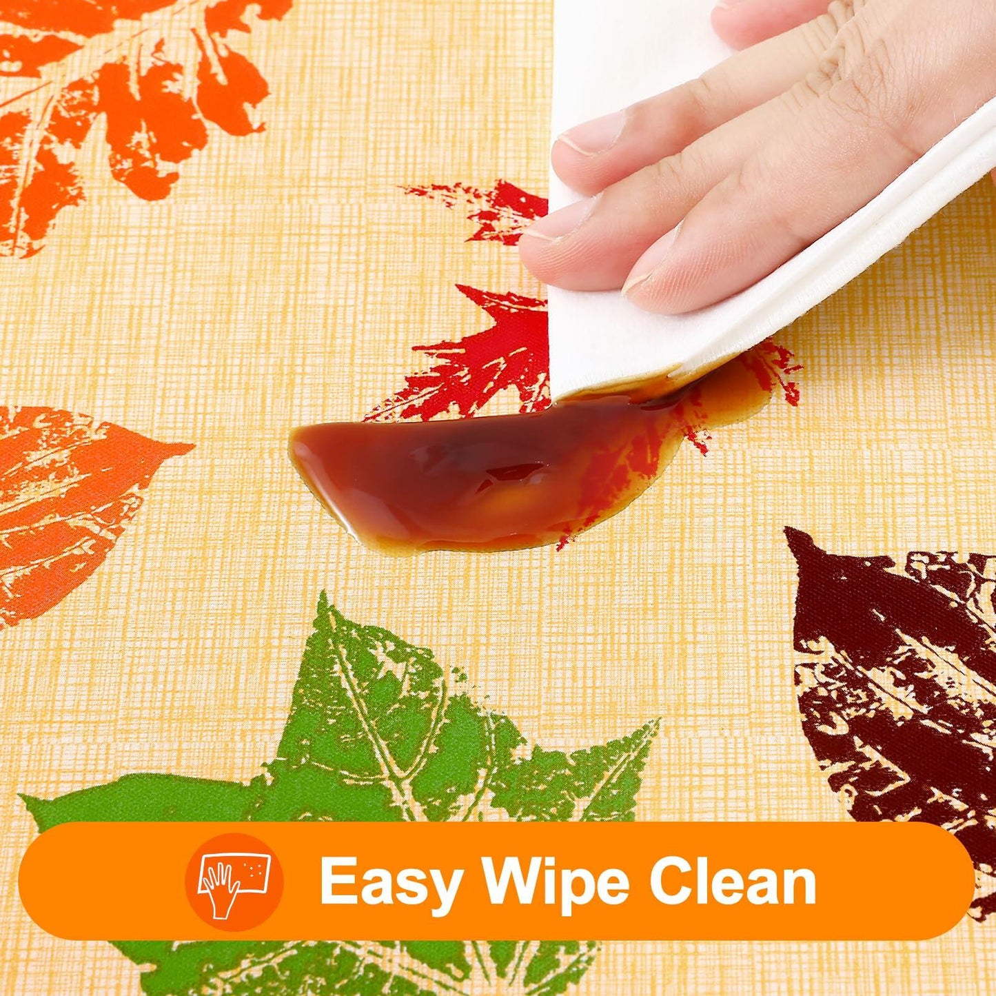 Smiry 60x102 Waterproof Vinyl Fall Rectangle Tablecloth with Flannel Backing