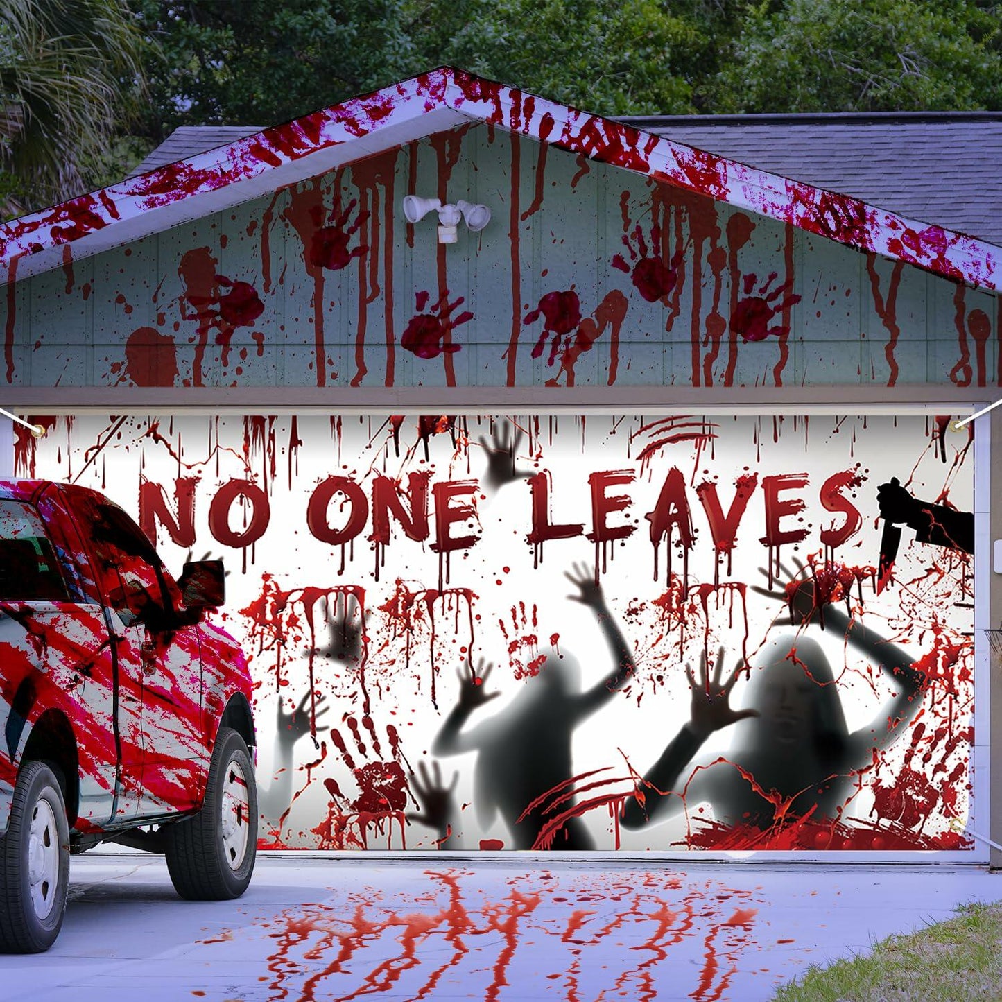 Halloween Party Decorations Scary Garage Door Cover 7x16 Ft