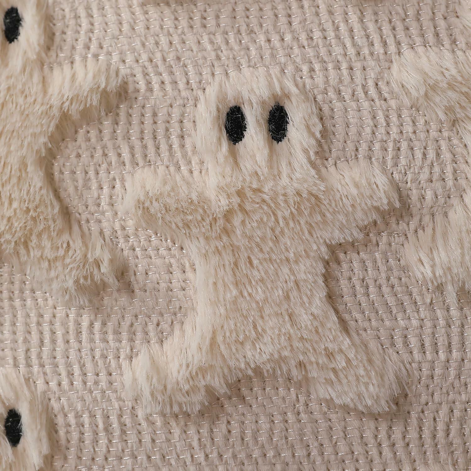 Allorry 2-Pack 18x18 Beige Gingerbread Christmas Pillow Covers Soft Plush Fur