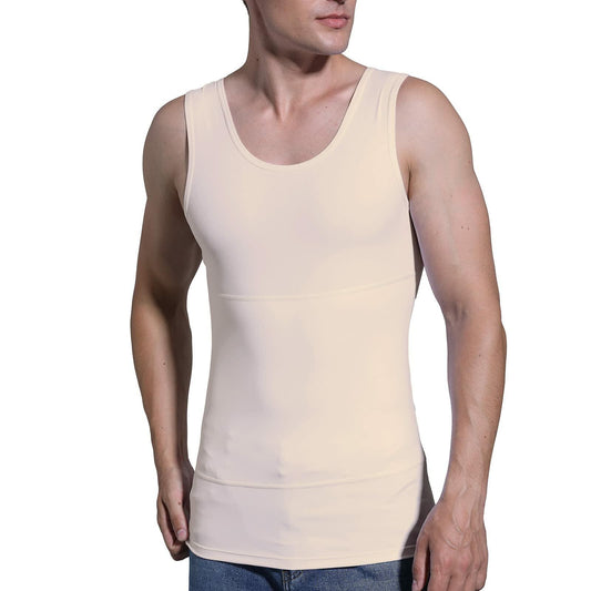 Mens Compression Shirt White 2XL Slimming Vest Body Shaper Tank Top Shapewear