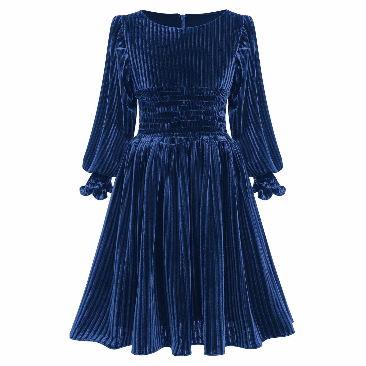 IMEKIS Toddler Velvet Christmas Dress Girls Blue Holiday Party Gown Size 4-5T