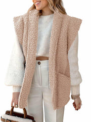 Tankaneo Womens Sherpa Fleece Vest Lightweight Teddy Jacket - Size L