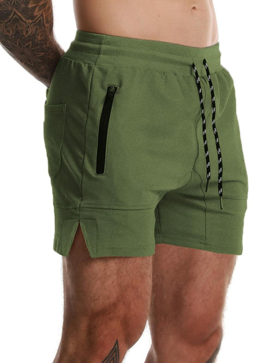 GYMBULLFIGHT Men's Running Shorts Lightweight Zipper Pockets Black Size L