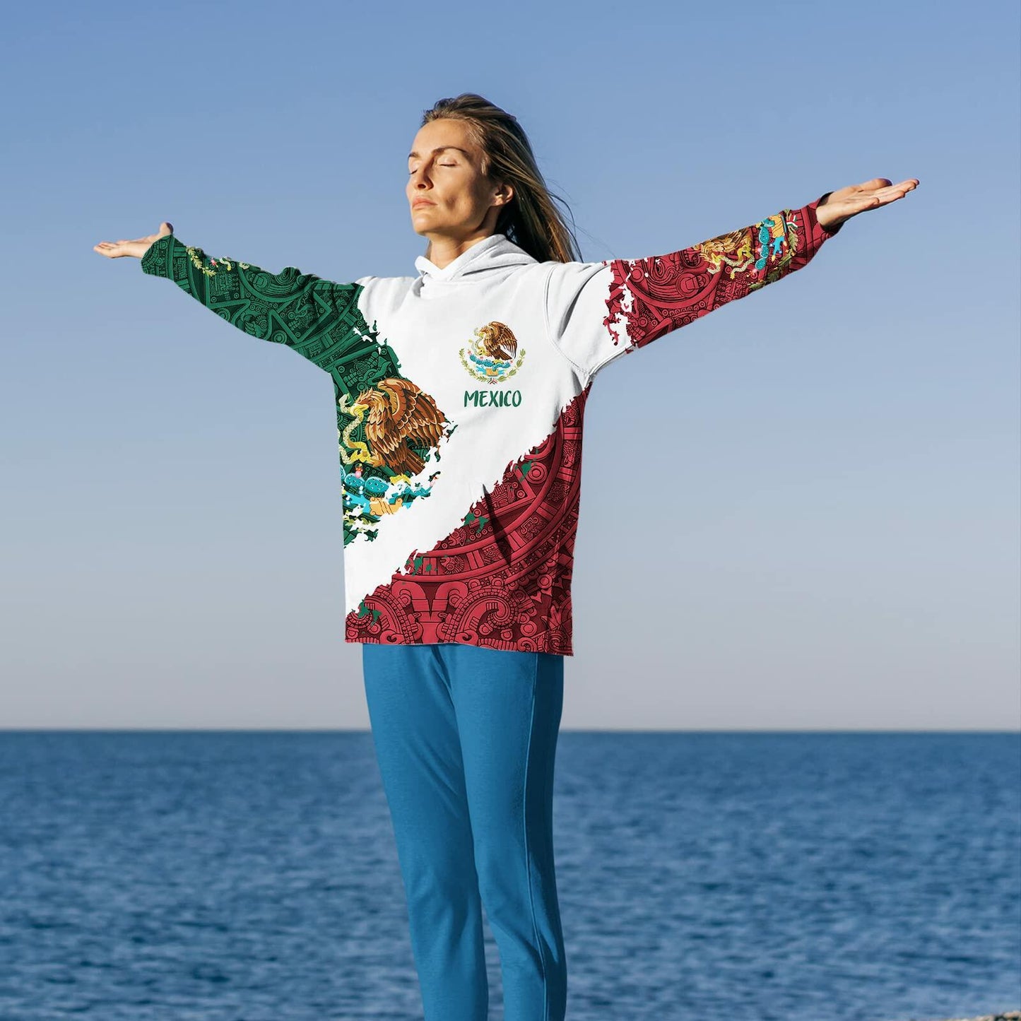 FAYBA Mexican Hoodie 3D Print Casual Pullover White Size 2XL