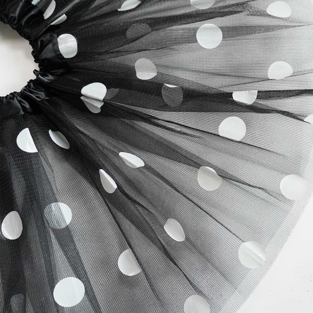 Polka Dot Tutu Skirt Ballet Dress White Size L