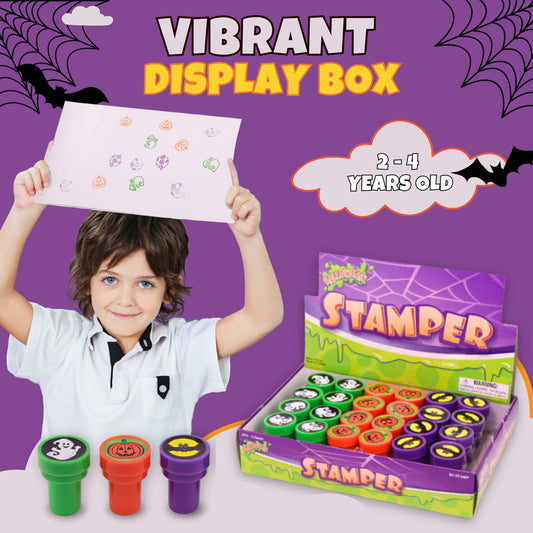 Srenta Halloween Stamps 24 Pcs Assorted Self Ink Kids Crafts Bulk Party Favors