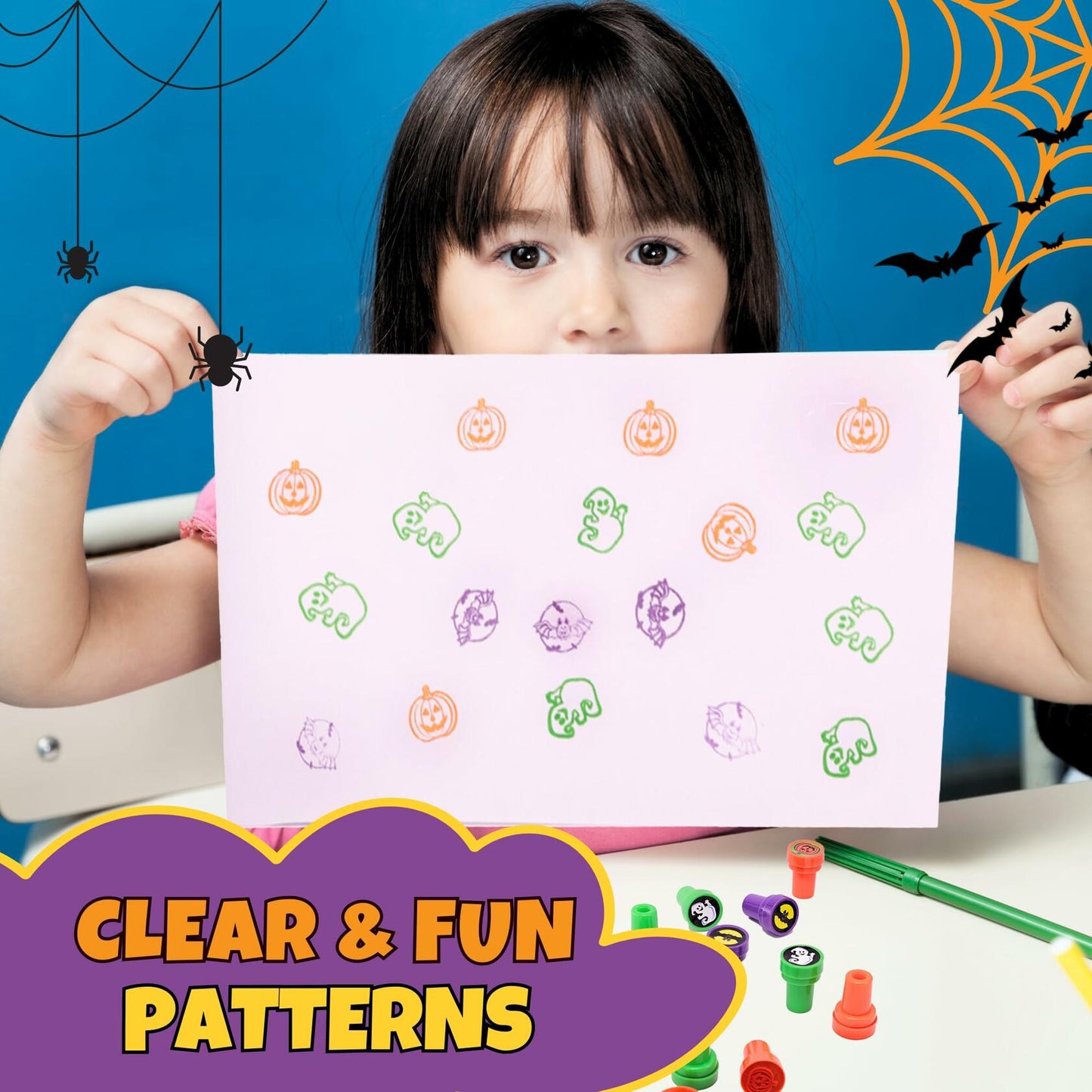 Srenta Halloween Stamps 24 Pcs Assorted Self Ink Kids Crafts Bulk Party Favors