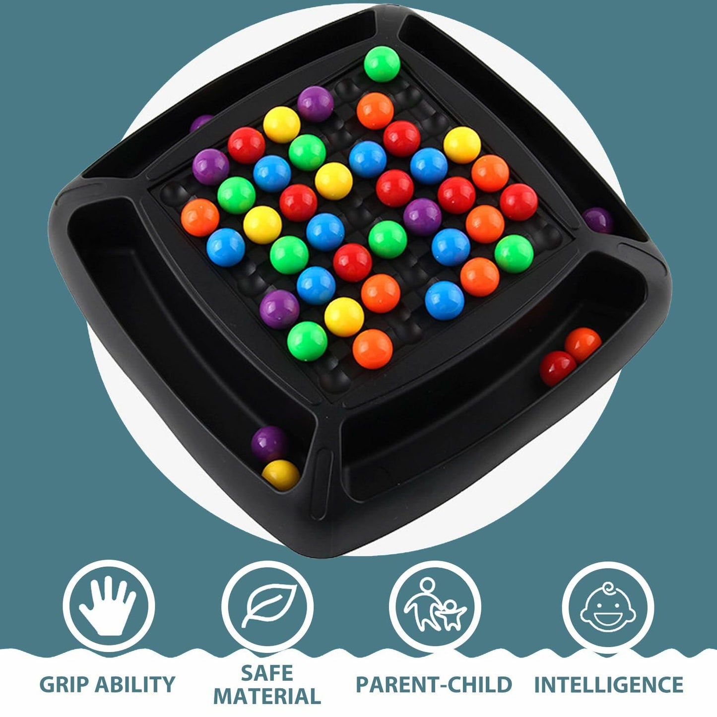 Intellectual Chessboard Dual Duel Strategy Game 48 Pcs Colored Marbles New