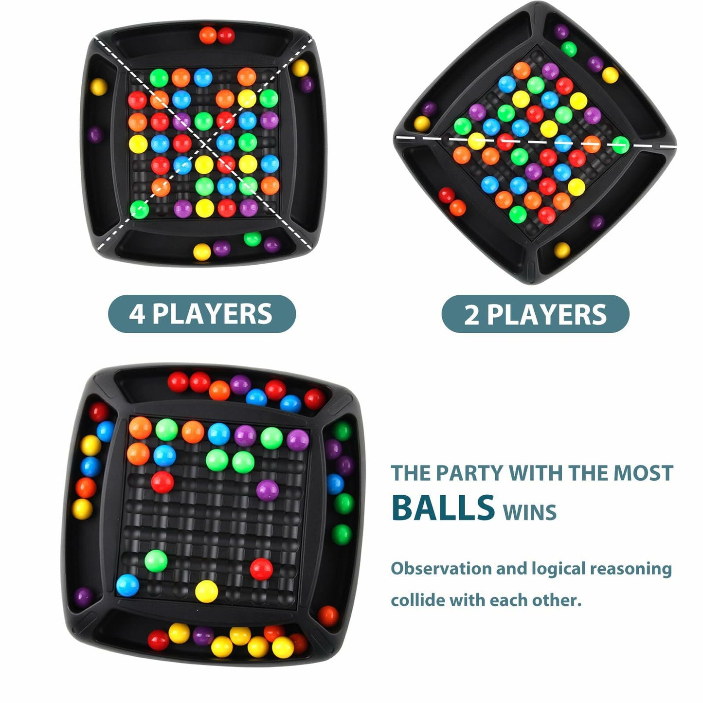 Intellectual Chessboard Dual Duel Strategy Game 48 Pcs Colored Marbles New