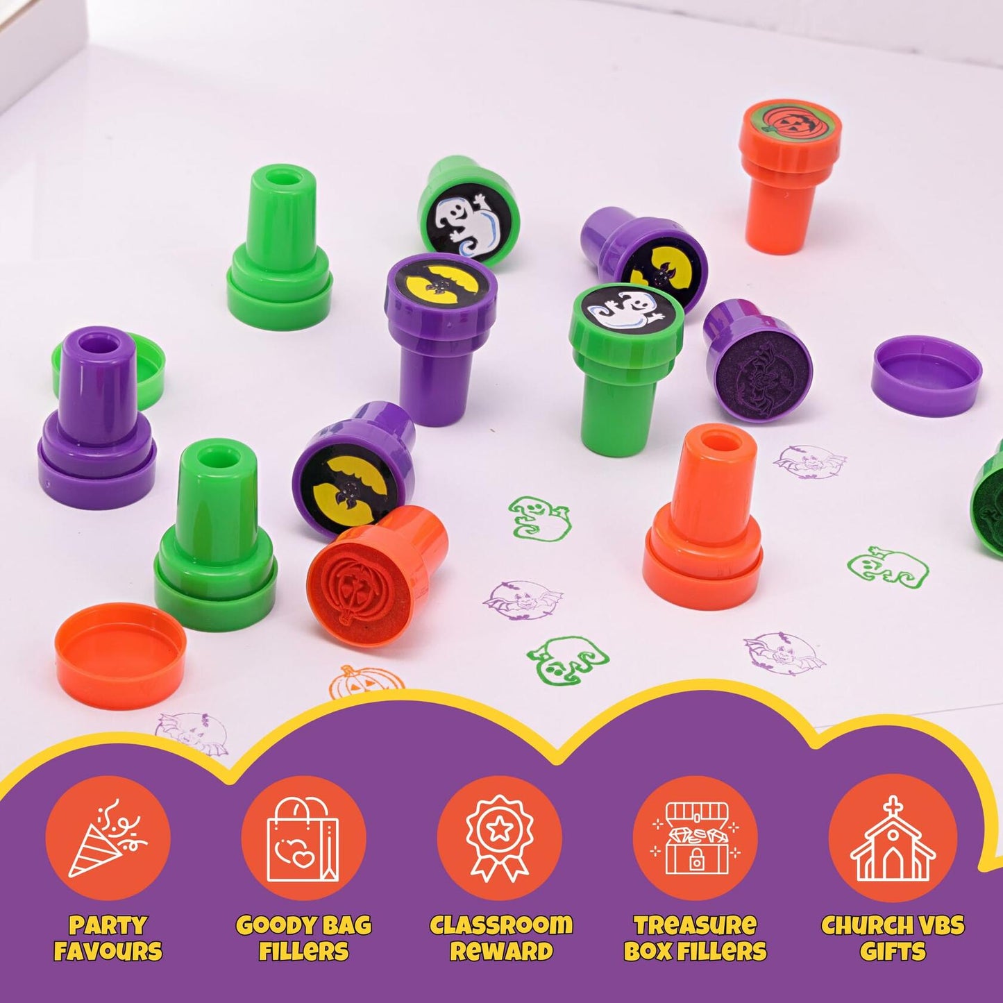 Srenta Halloween Stamps 24 Pcs Assorted Self Ink Kids Crafts Bulk Party Favors