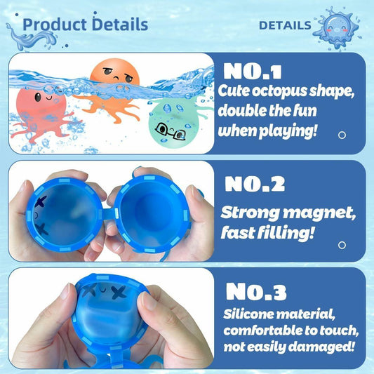 KITYSEY Reusable Water Bomb Balloons 6 Pack Self-Sealing Water Splash Balls