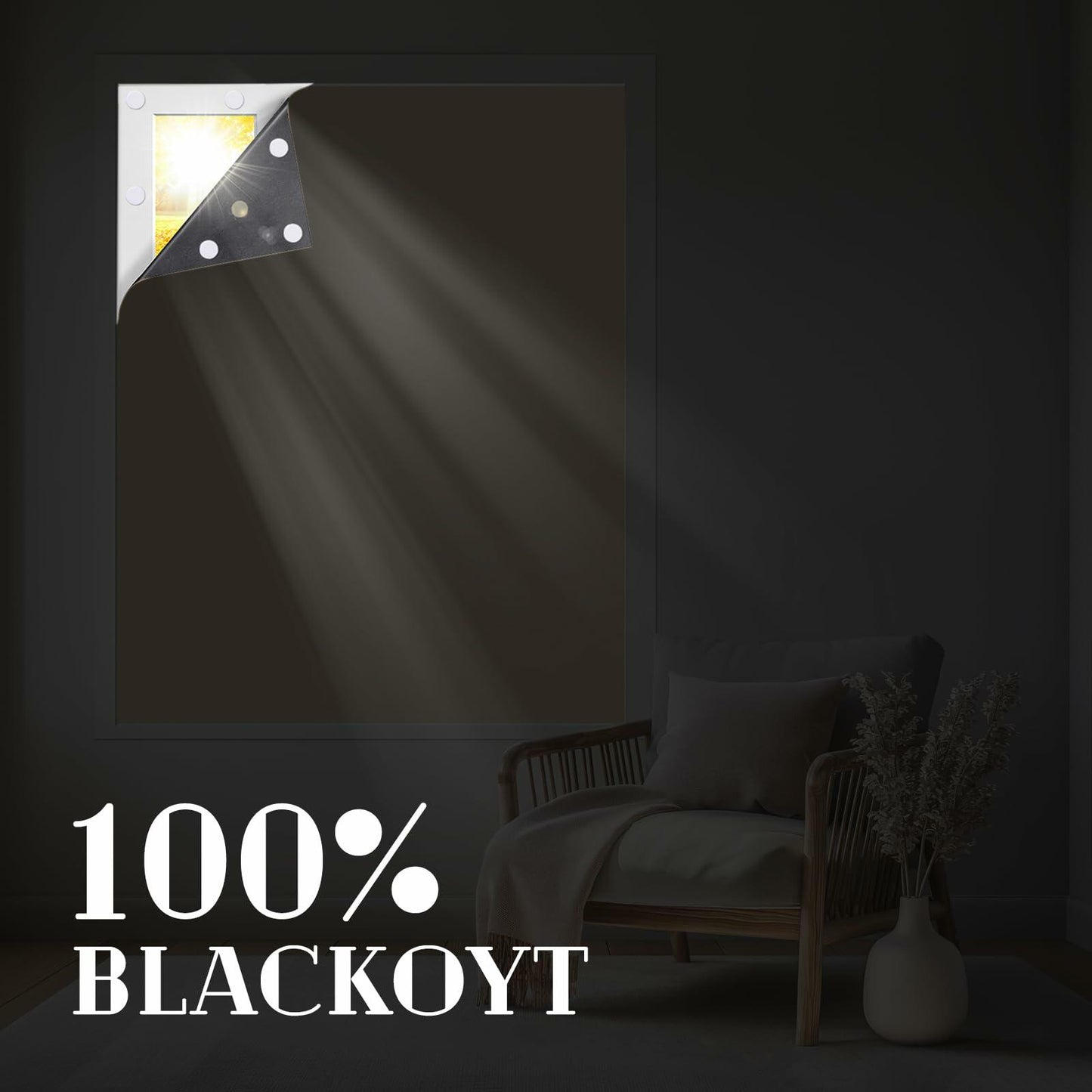 Jilron 100% Blackout Curtain 55"x80" Beige Travel Shade Room Light Block