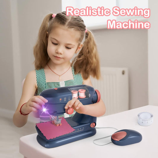 deAO Sewing Machine Toy for Kids with Lights, Music & Accessories Included