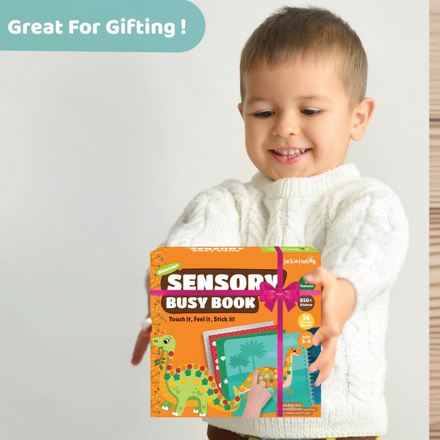 jackinthebox Sensory Busy Book Dinosaur Sticker Craft Kit Kids Ages 3-6