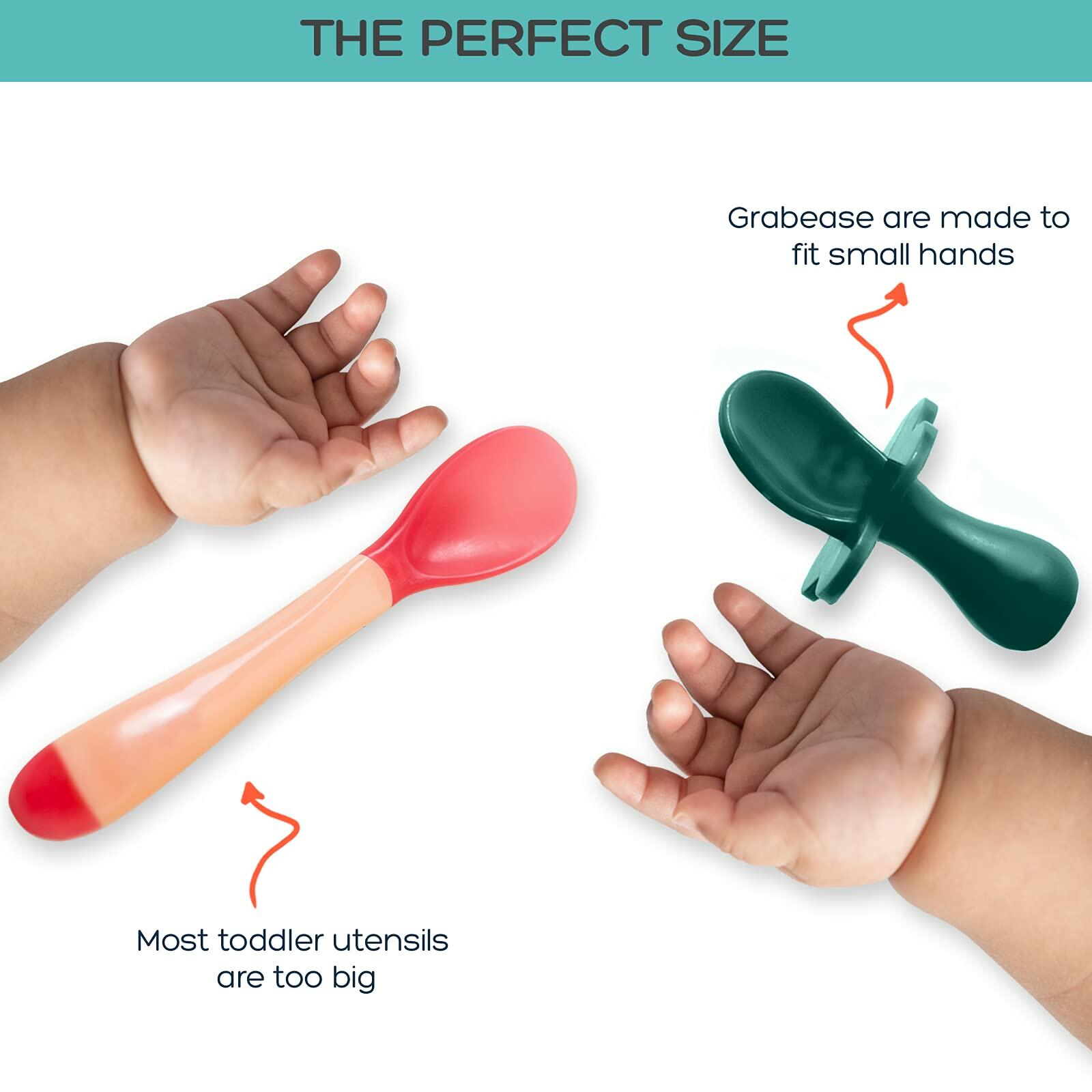 Grabease Baby Spoons & Toddler Utensils - BPA-Free & Phthalate-Free - Green
