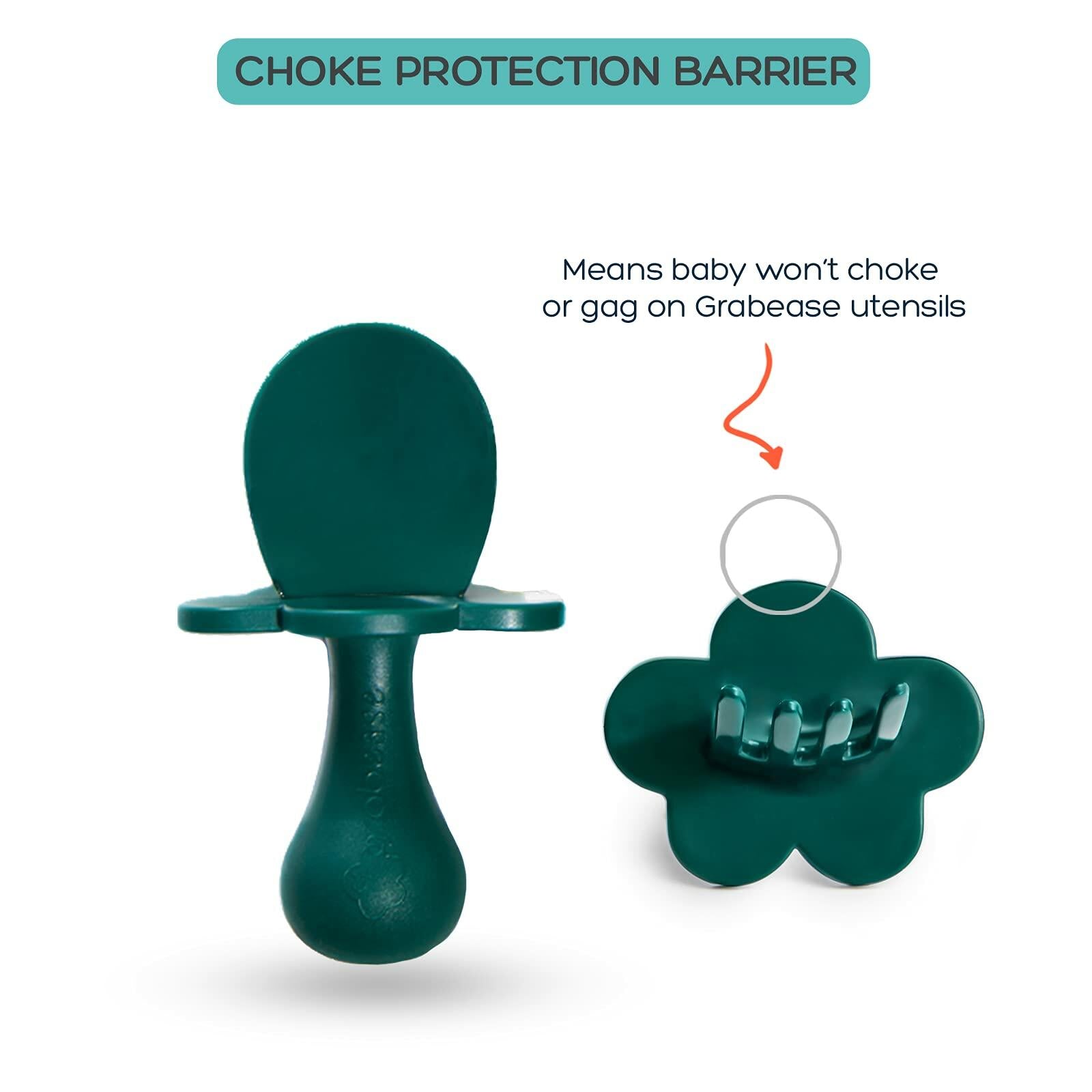 Grabease Baby Spoons & Toddler Utensils - BPA-Free & Phthalate-Free - Green
