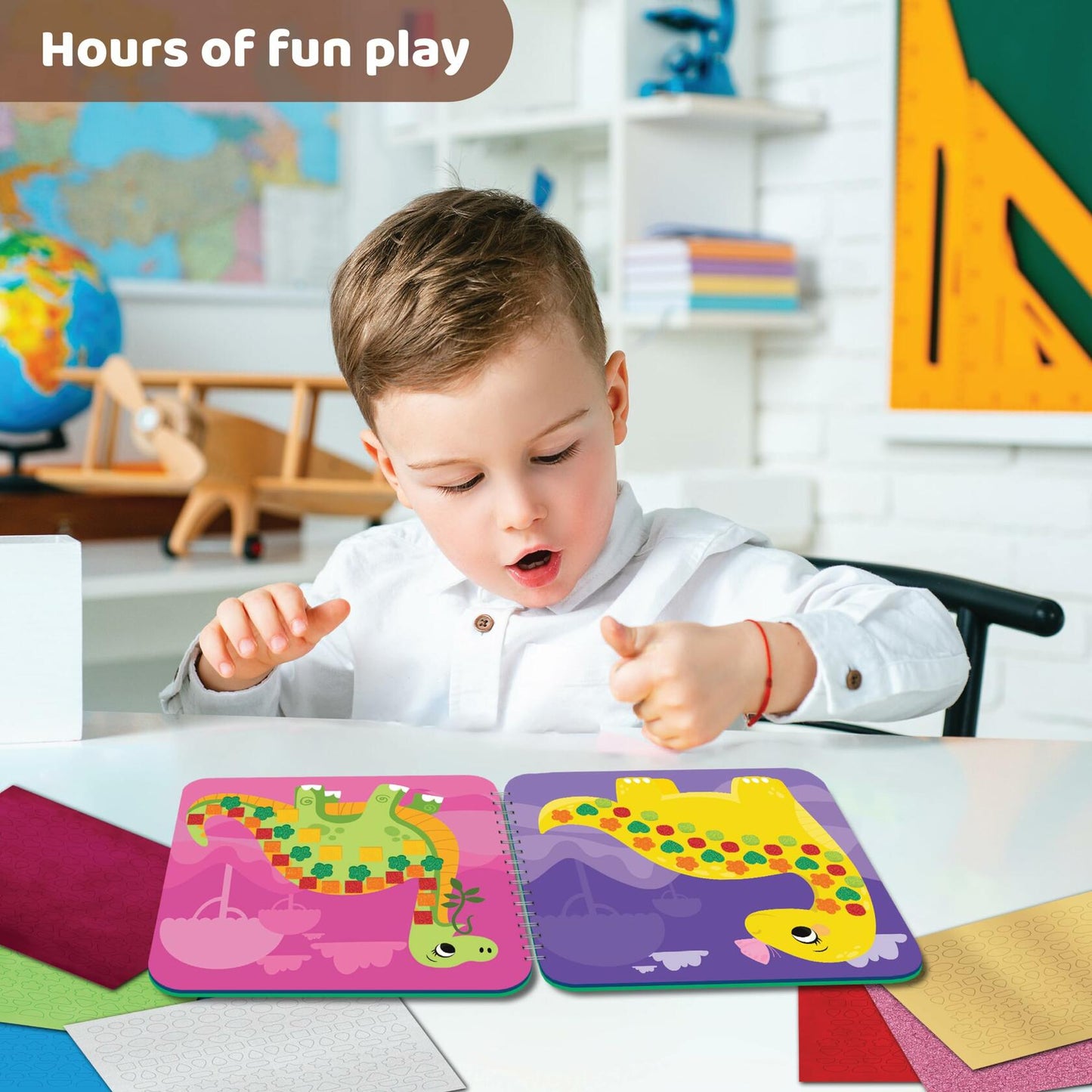 jackinthebox Sensory Busy Book Dinosaur Sticker Craft Kit Kids Ages 3-6