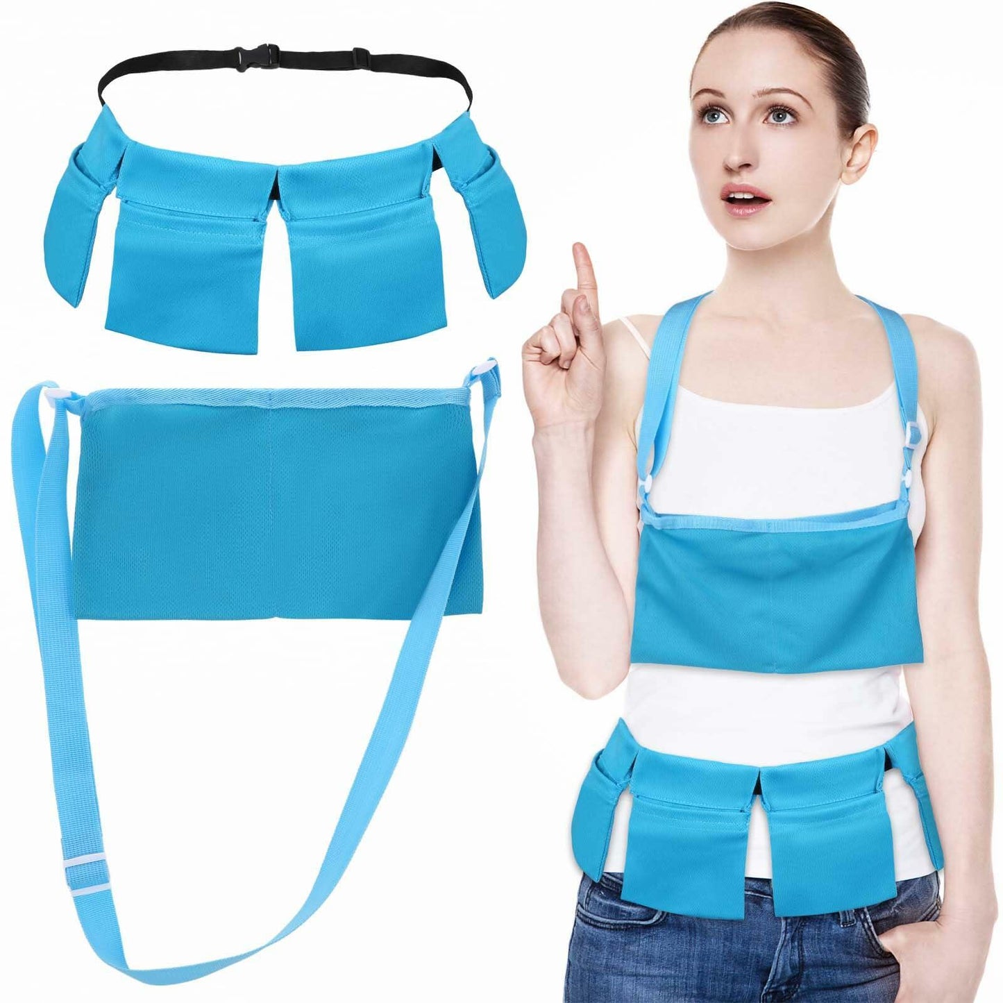Jeffdad 2pcs Adjustable Mastectomy Drain Holder 4 Pouch Shower Bag Kit