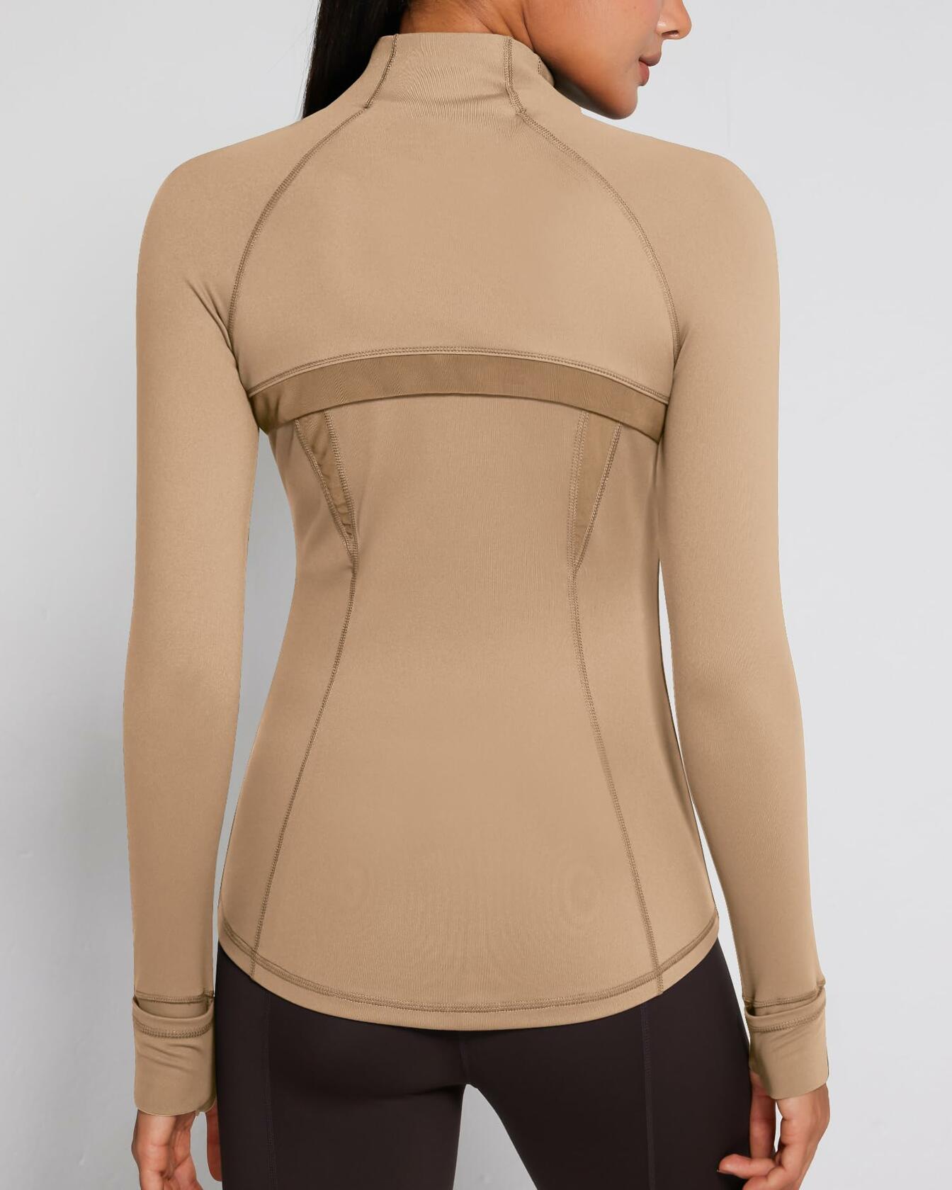 AVGO Womens Running Jacket Full Zip Slim Fit Brown Lightweight Size XS