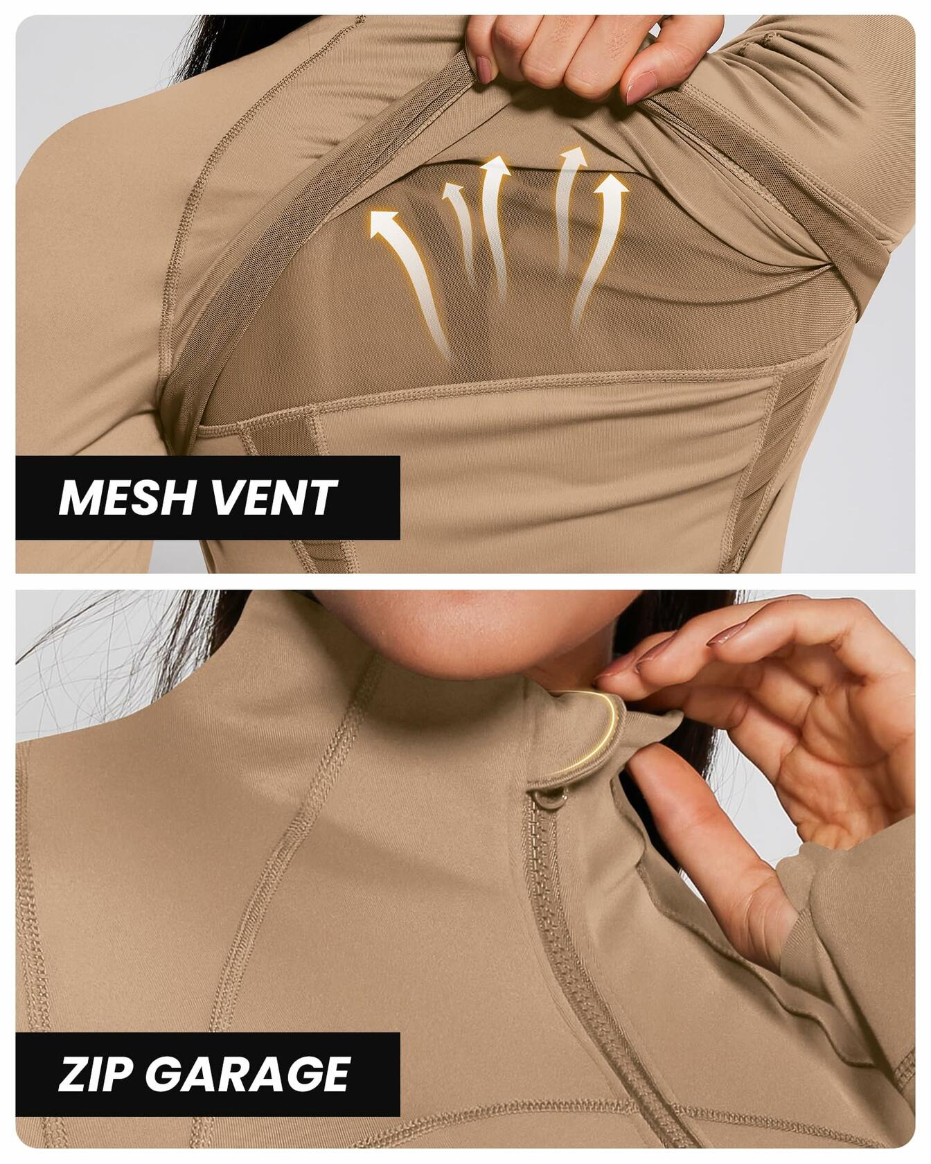 AVGO Womens Running Jacket Full Zip Slim Fit Brown Lightweight Size XS