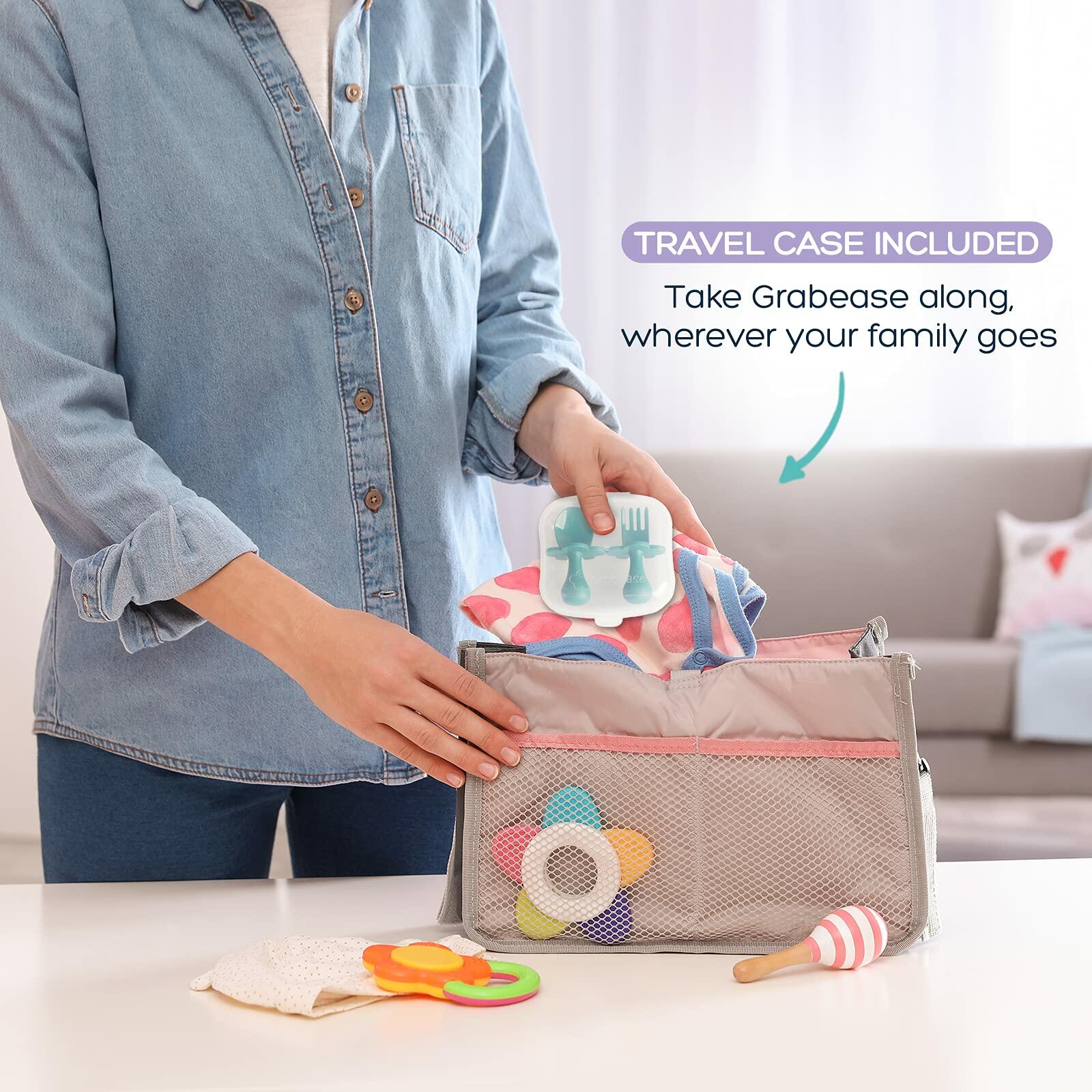 Grabease Baby Spoons & Toddler Utensils - BPA-Free & Phthalate-Free - Green