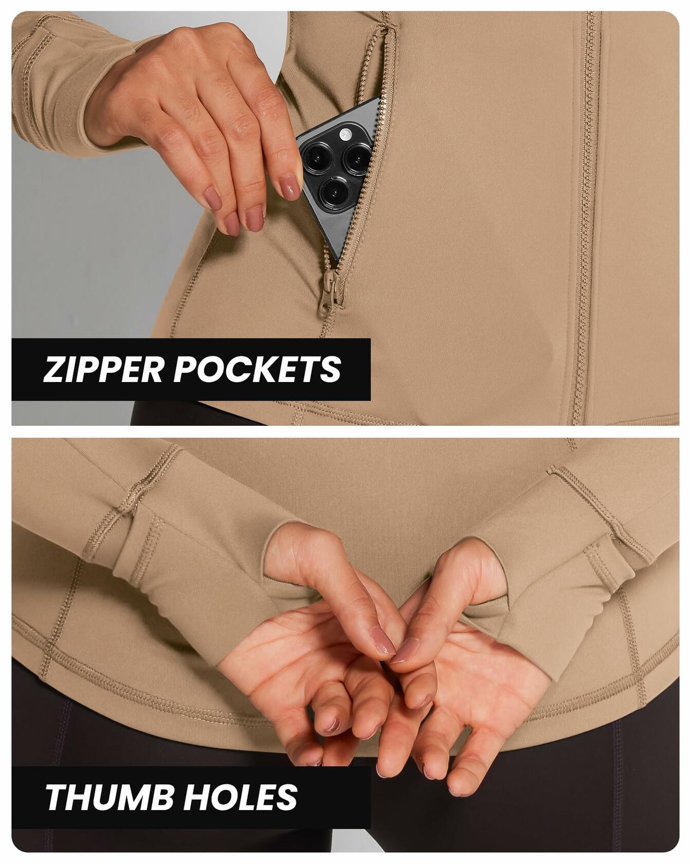 AVGO Womens Running Jacket Full Zip Slim Fit Brown Lightweight Size XS