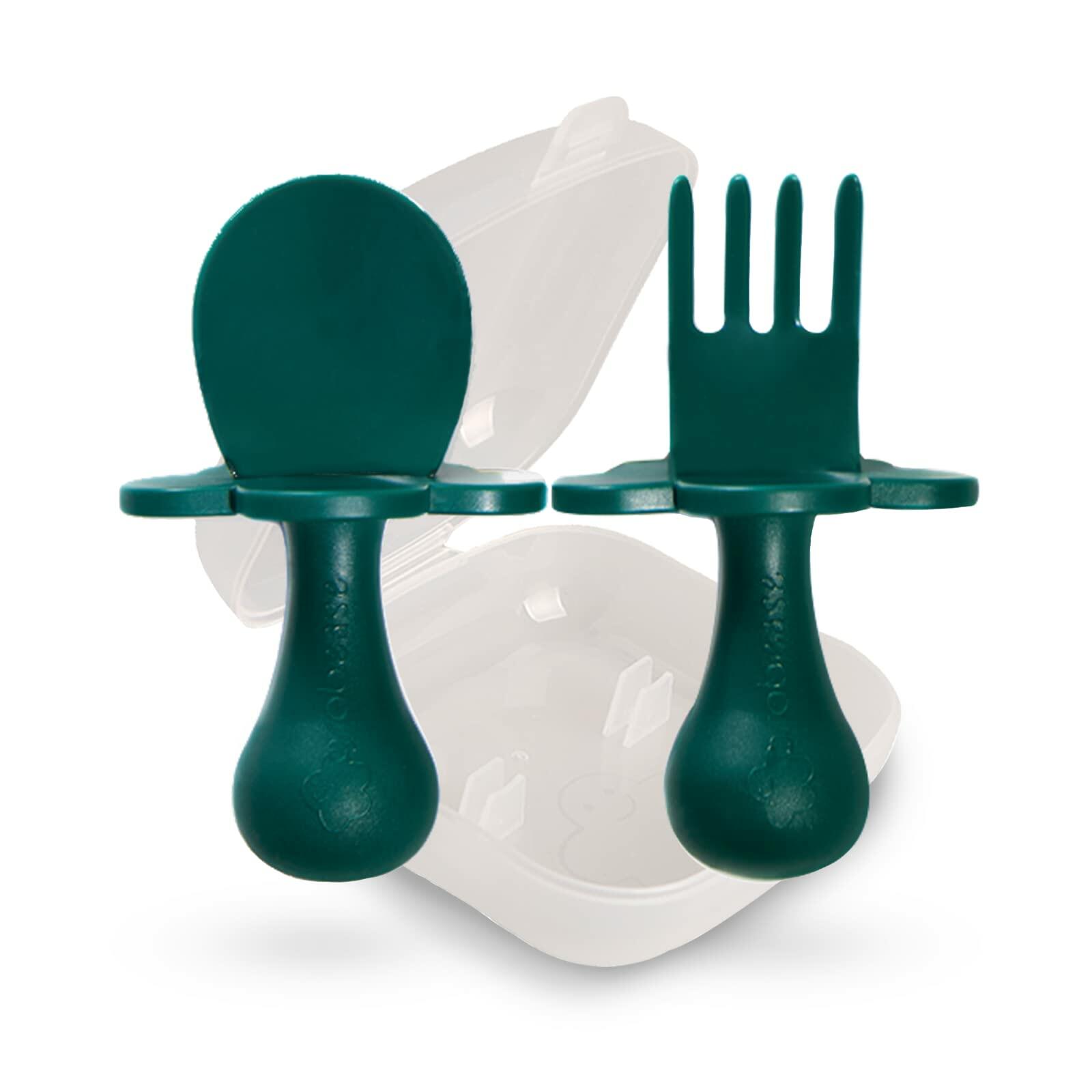 Grabease Baby Spoons & Toddler Utensils - BPA-Free & Phthalate-Free - Green