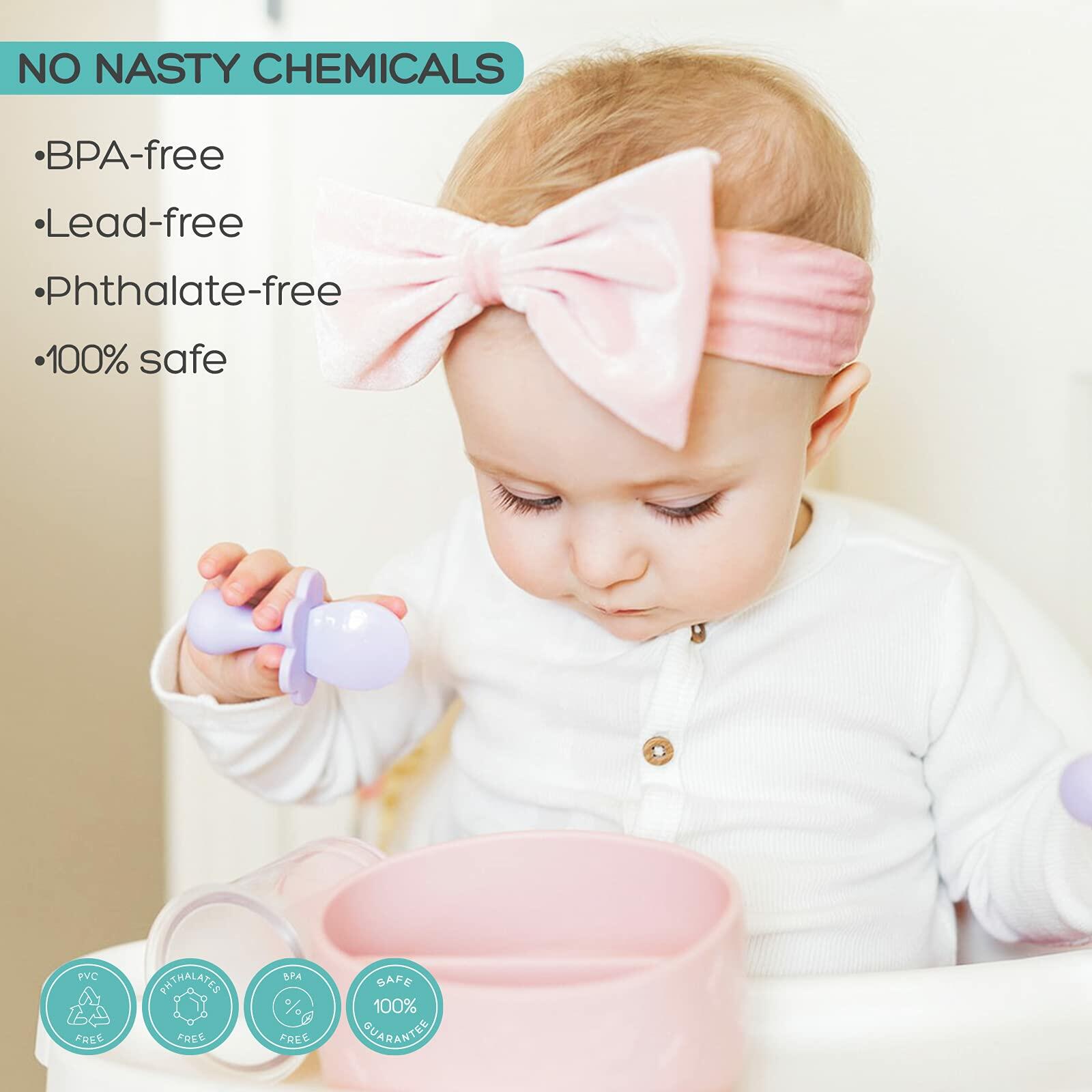 Grabease Baby Spoons & Toddler Utensils - BPA-Free & Phthalate-Free - Green