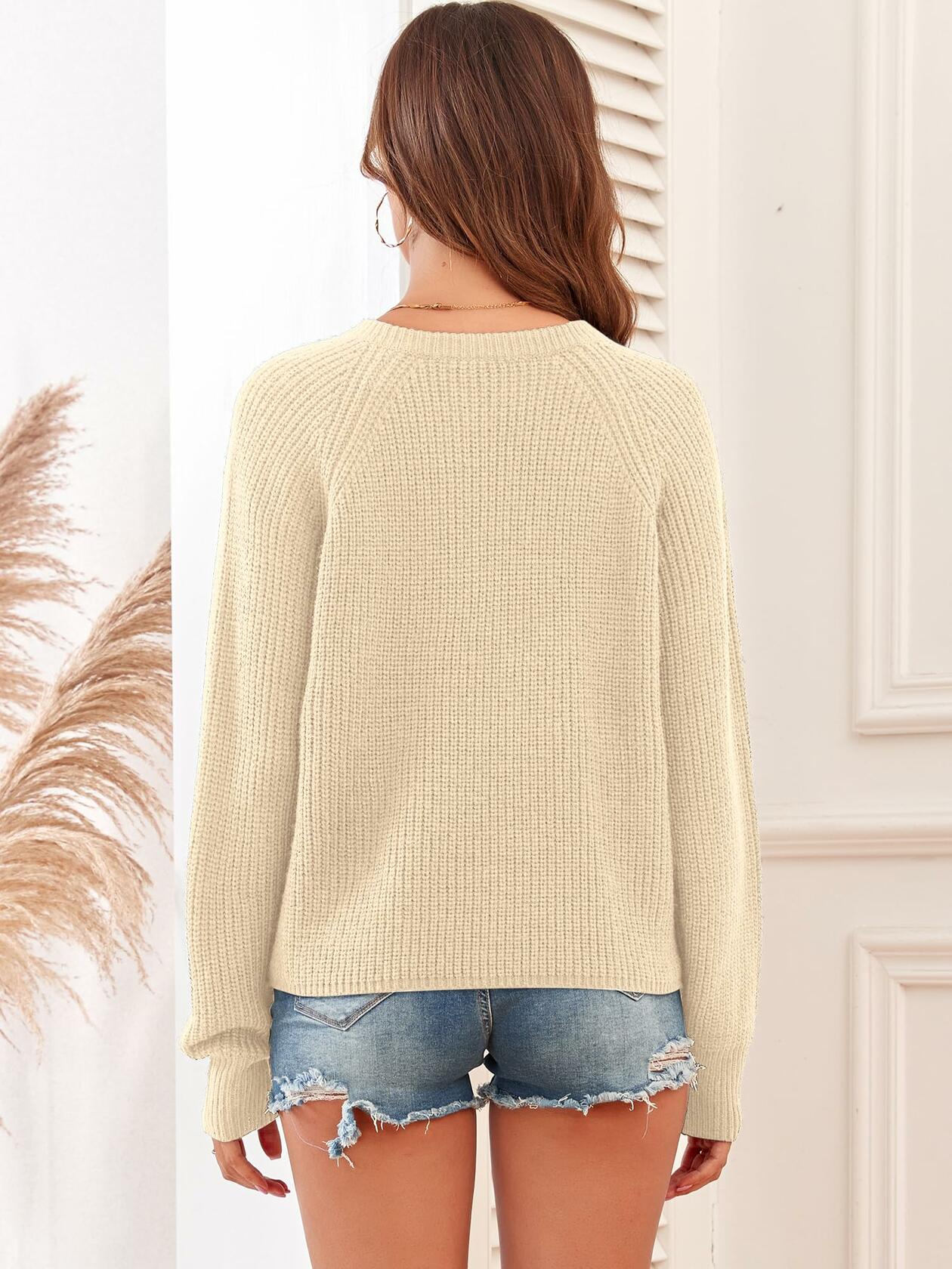 ZAFUL Apricot Ribbed Knit V Neck Long Sleeve Sweater Size M