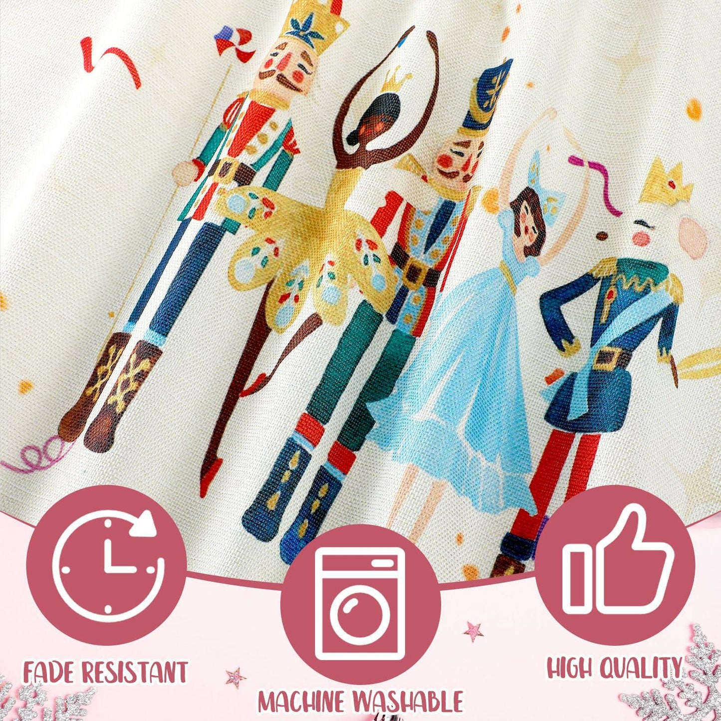 Shappy 48" Christmas Tree Skirt Pink Nutcracker Indoor Outdoor Holiday Mat