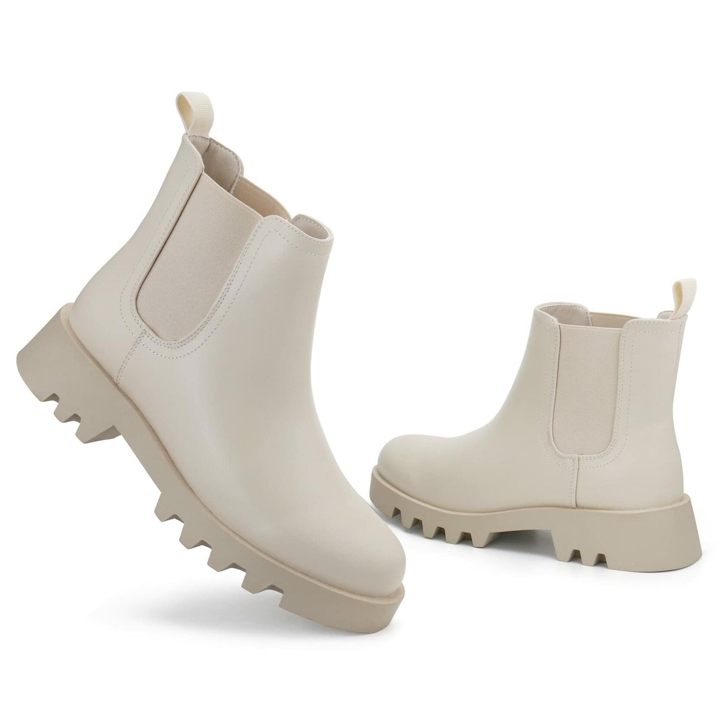 firelli Women Chelsea Ankle Booties Slip-On Winter Boots Ivory Size 9