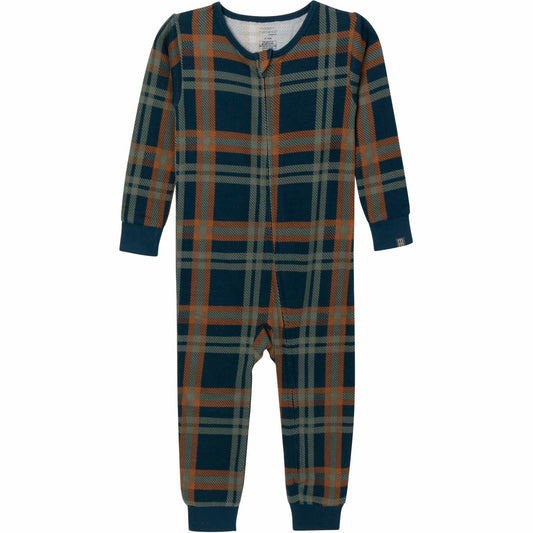 Gerber Modern Moments Baby Hacci Footless Pajamas Navy Plaid 3T