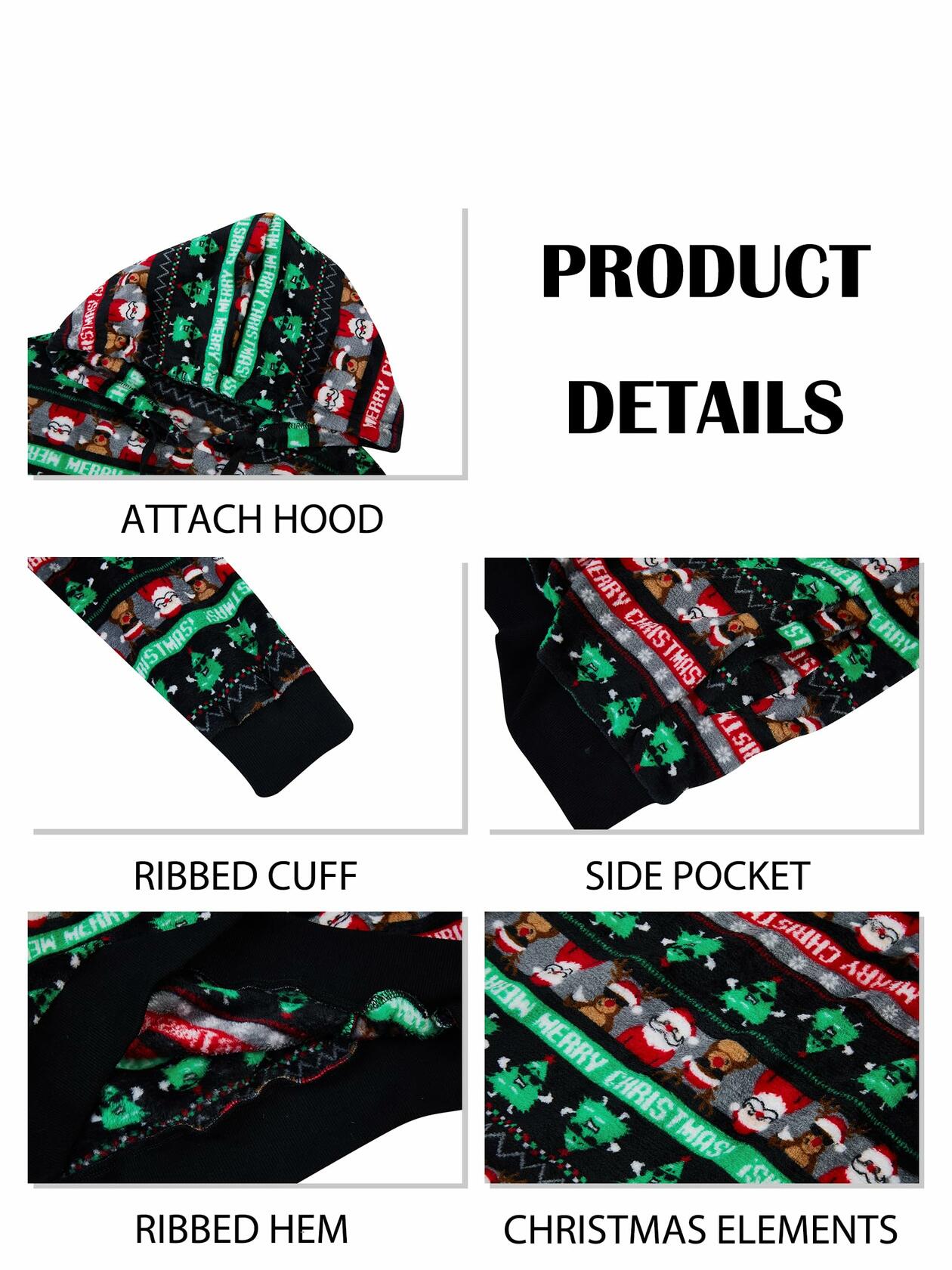 Runcati Mens Green Ugly Christmas Sherpa Hoodie Pullover Sweatshirt