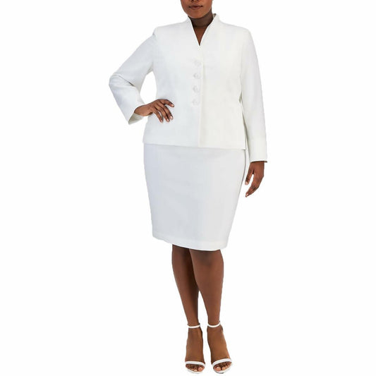 Le Suit Women's Plus Size Vanilla ICE Jacket & Skirt Suit
