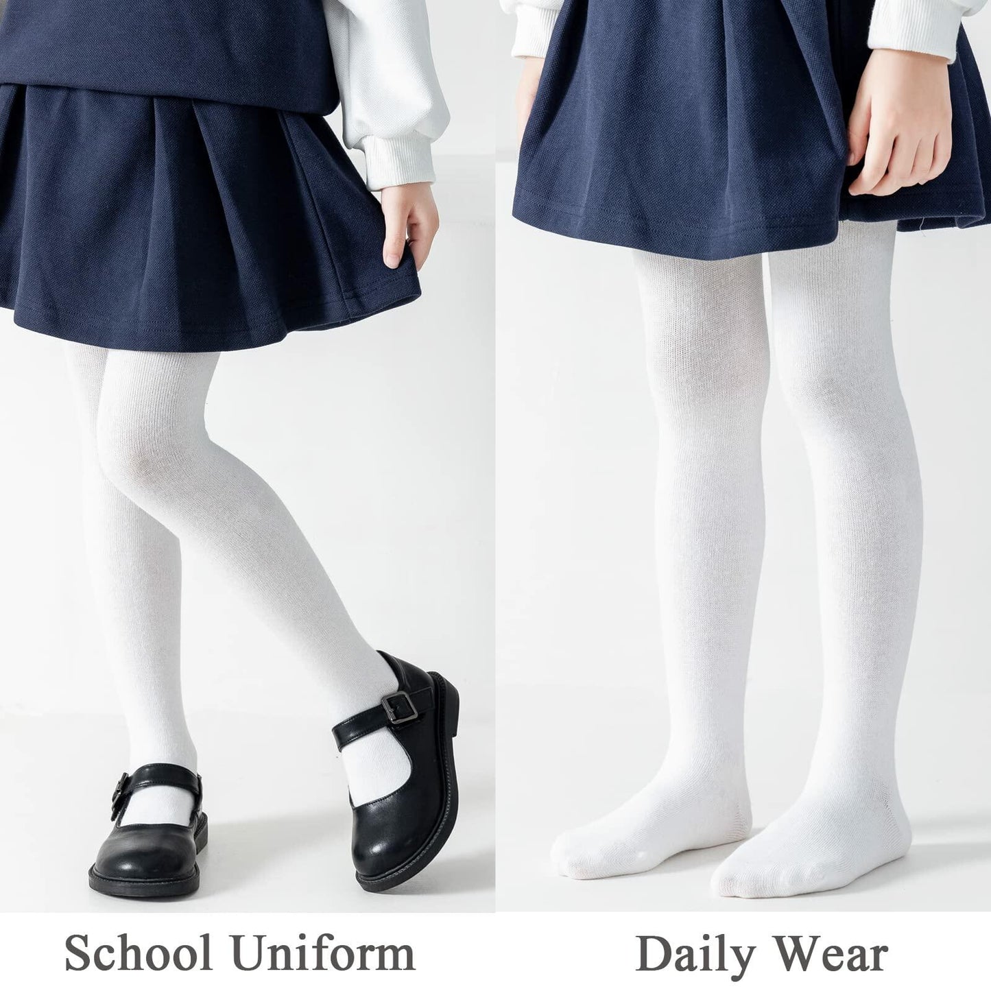 hakugoo Girls Tights 2 Pack Navy Toddler Cotton 2-4 Years